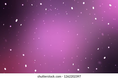 Light Purple, Pink vector layout with bright snowflakes. Shining colorful illustration with snow on abstract template. Pattern for new year leaflets.
