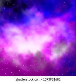 Light Purple, Pink vector layout with bright stars. Shining colorful illustration with small and big stars. Theme for cell phones.
