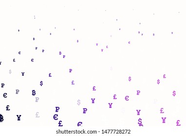 Light Purple, Pink vector layout with banking symbols. Blurred design in simple style with symbols of currency. Pattern for trader ads, booklets, leaflets.