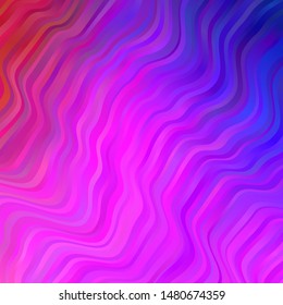 Light Purple, Pink vector layout with curves. Colorful abstract illustration with gradient curves. Template for cellphones.