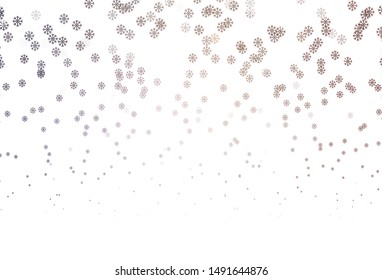 Light Purple, Pink vector layout with bright snowflakes. Colorful snowflakes with gradient on abstract background. Pattern for new year leaflets.