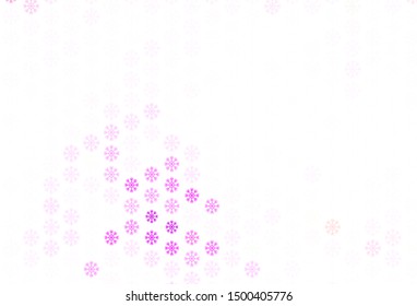 Light Purple, Pink vector layout with bright snowflakes. Modern geometrical abstract illustration with snowflakes. Template for a new year background.