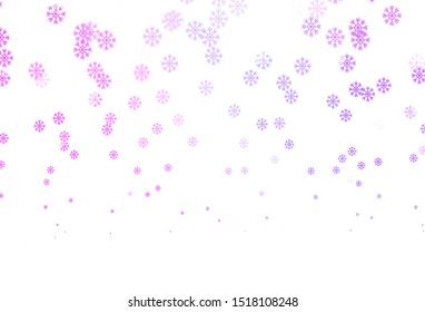 Light Purple, Pink vector layout with bright snowflakes. Modern geometrical abstract illustration with snowflakes. New year design for poster, banner.