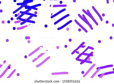 Light Purple, Pink vector layout with flat lines, dots. Lines on blurred abstract background with gradient. Pattern for your busines websites.