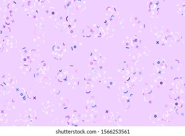 Light Purple, Pink vector layout with algebra elements. Blurred design in simple style with collection of numerals. Template for landing page of typography.