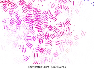 Light Purple, Pink vector layout with flat lines, dots. Lines on blurred abstract background with gradient. Smart design for your business advert.