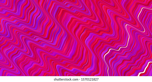 Light Purple, Pink vector layout with wry lines. Abstract illustration with gradient bows. Template for cellphones.