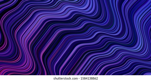Light Purple, Pink vector layout with wry lines. Abstract illustration with bandy gradient lines. Template for your UI design.