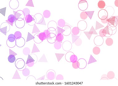 Light Purple, Pink vector layout with circles, lines. Modern abstract illustration with colorful dots, lines. Modern template for landing page.