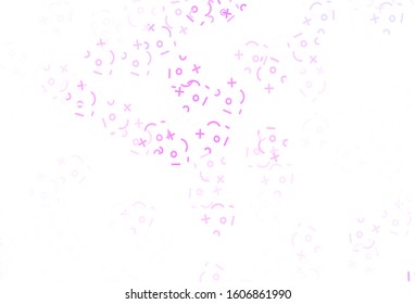 Light Purple, Pink vector layout with algebra elements. Modern geometrical illustration with numerals. Pattern for ad, booklets, leaflets of education.
