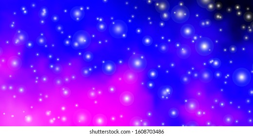 Light Purple, Pink vector layout with bright stars. Shining colorful illustration with small and big stars. Pattern for websites, landing pages.