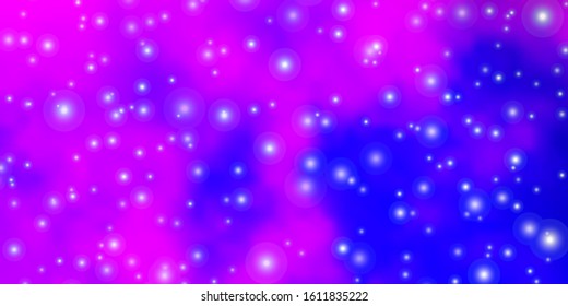 Light Purple, Pink vector layout with bright stars. Decorative illustration with stars on abstract template. Design for your business promotion.