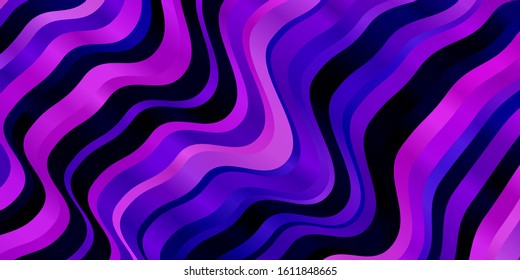 Light Purple, Pink vector layout with curves. Abstract illustration with gradient bows. Template for cellphones.