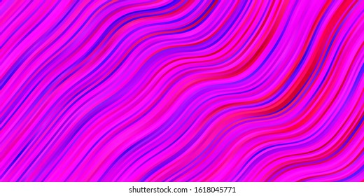 Light Purple, Pink vector layout with wry lines. Illustration in abstract style with gradient curved.  Pattern for business booklets, leaflets