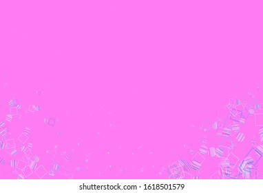 Light Purple, Pink vector layout with circles, lines, rectangles. Abstract illustration with colorful dots, lines, cubes. Best design for poster, banner.