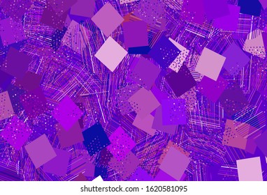 Light Purple, Pink vector layout with circles, lines, rectangles. Abstract gradient illustration with circles, triangles, cubes. Template for wallpapers.