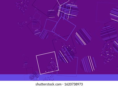 Light Purple, Pink vector layout with circles, lines, rectangles. Abstract gradient illustration with circles, triangles, cubes. Pattern for commercials.