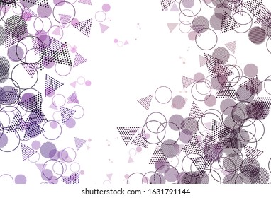 Light Purple, Pink vector layout with circles, lines. Beautiful illustration with circles, triangles in nature style. Smart design for your adverts.