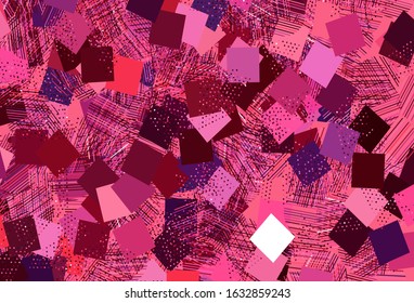 Light Purple, Pink vector layout with circles, lines, rectangles. Circles, lines, rhombus with colorful gradient. Pattern for websites.