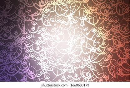 Diseño vectorial rosa claro púrpura con comida de restaurante. Comida rápida sobre fondo abstracto borroso con gradiente colorido. Patrón de anuncios, folletos, volantes de restaurantes.