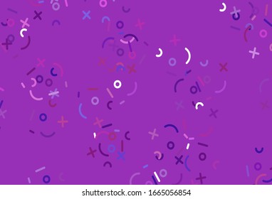 Light Purple, Pink vector layout with algebra elements. Shining colorful illustration with isolated Digit signs. Best design a poster, banner of a math college.