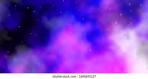 Diseño vectorial color púrpura claro con estrellas brillantes. Dibujo abstracto geométrico moderno con estrellas. Patrón para anuncios de año nuevo, folletos.
