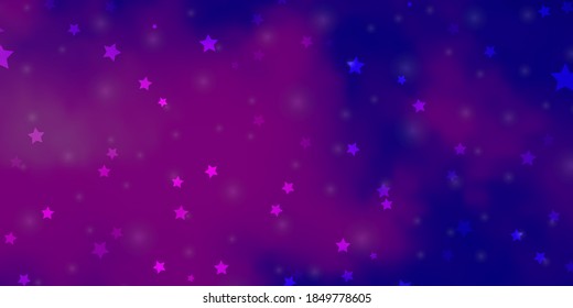 Light Purple, Pink Vector Layout With Bright Stars. Colorful Illustration With Abstract Gradient Stars. Pattern For New Year Ad, Booklets.