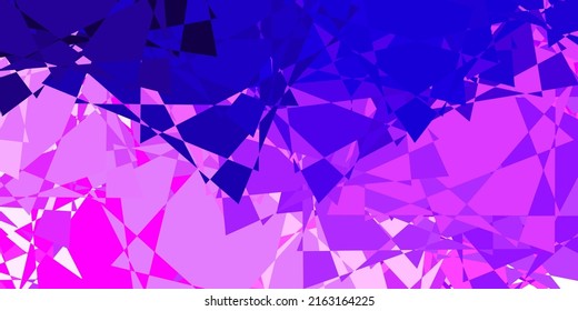 Púrpura claro, diseño de vector rosa con formas triangulares. Ilustración de material web con triángulos abstractos coloridos. Patrón de fondo de pantalla.