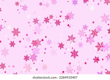 Light Purple, Pink vector layout with bright snowflakes. Colorful snowflakes with gradient on abstract background. New year design for poster, banner.