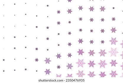 Light Purple, Pink vector layout with bright snowflakes, stars. Shining colorful illustration with gradient snow forms. New Year design for business advert.