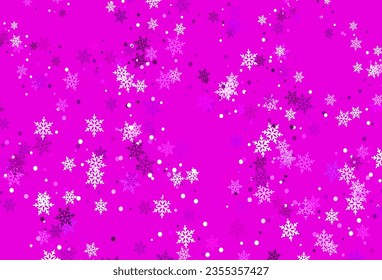 Light Purple, Pink vector layout with bright snowflakes. Modern geometrical abstract illustration with snowflakes. Pattern for new year ad, booklets.