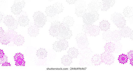 Light purple, pink vector layout with beautiful snowflakes. Gradient colorful illustration with snow elements in xmas style. New year leaflet pattern.
