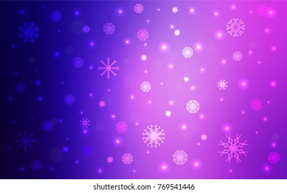 Light Purple, Pink vector layout with bright snowflakes. Glitter abstract illustration with crystals of ice. New year design for your ad, poster, banner.