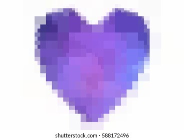 Light purple, pink vector love background with heart. Paper note. Valentine's greeting polygonal card. rectangular illustration for your business. Stock template for your design.