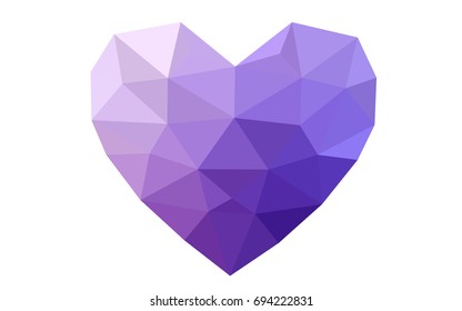 Light Purple, Pink vector love background with heart. Paper note. Valentine's greeting polygonal card. Triangular illustration for your business. Stock template for your design.