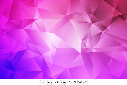 Light Purple, Pink vector low poly background. Triangular geometric sample with gradient.  A completely new design for your leaflet.