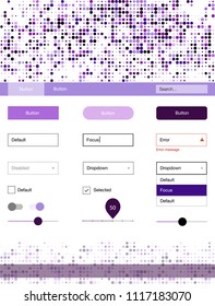 Light Purple, Pink vector Material Design Kit with dots. Simple Material Design Kit with colorful dots in header. This sample is for your landing page.