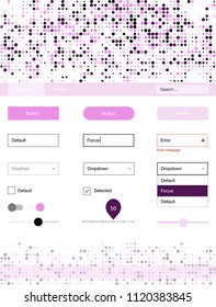 Light Purple, Pink vector Material Design Kit with dots. Web ui kit with abstract gradient circles in its header. This template you can use for websites.