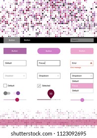 Light Purple, Pink vector Material Design Kit with dots. Simple Material Design Kit with colorful dots in header. This sample is for your landing page.