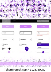 Light Purple, Pink vector Material Design Kit with dots. Modern Style guide with colorful gradient circles in its header. Modern template for your landing page.
