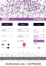 Light Purple, Pink vector Material Design Kit with dots. Beautiful ui ux kit with colorful dots in its header. This sample is for your landing page.