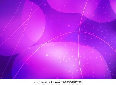 Púrpura claro, vector rosa Ilustración abstracta moderna con puntos coloridos, líneas. Burbujas borrosas sobre fondo abstracto con gradiente colorido. Fondo de escritorio para un teléfono móvil.