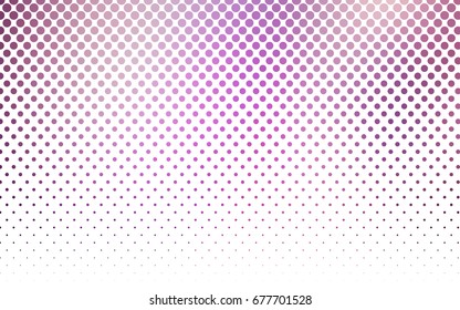 Light Purple, Pink vector modern geometrical circle abstract background. Dotted texture template. Geometric pattern in halftone style with gradient. 