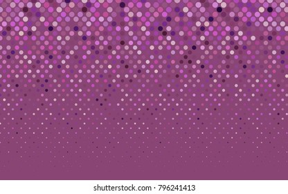 Light Purple, Pink vector modern geometrical circle abstract background. Dotted texture template. Geometric pattern in halftone style with gradient. 