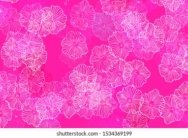 Light Purple, Pink vector natural pattern with leaves. Creative illustration in blurred style with flowers. New template for your design.