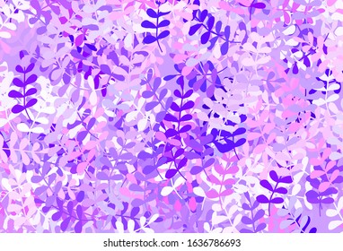 Light Purple, Pink vector natural backdrop with leaves. Doodle illustration of leaves in Origami style with gradient. Template for backgrounds of cell phones.