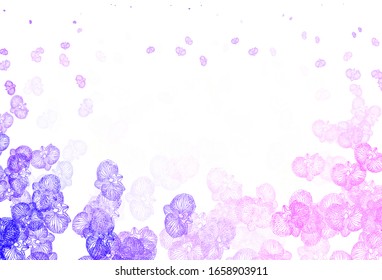 Light Purple, Pink vector natural background with flowers. Colorful illustration in doodle style with flowers. Textured pattern for websites, banners.