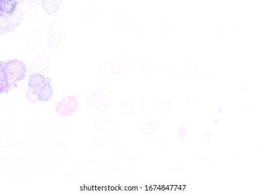 Light Purple, Pink vector natural artwork with flowers. Doodle illustration of flowers in Origami style. New template for your design.