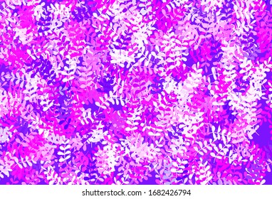 Light Purple, Pink vector natural backdrop with leaves. New colorful illustration in doodle style with leaves. Elegant pattern for your brand book.