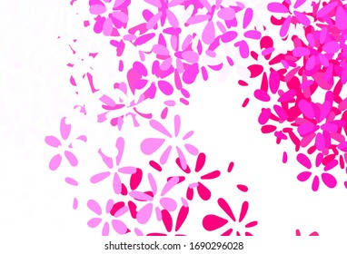 Light Purple, Pink vector natural background with leaves. Blurred decorative design in Indian style with leaves. Elegant pattern for your brand book.
